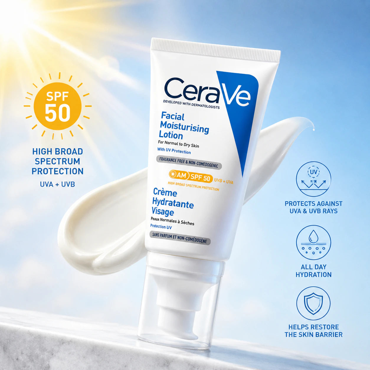 CeraVe AM Facial Moisturizing Lotion with SPF 50