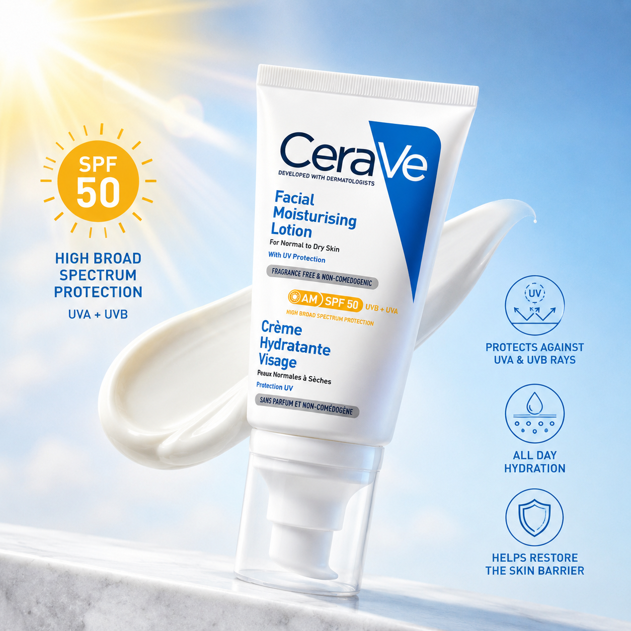 CeraVe AM Facial Moisturizing Lotion with SPF 50