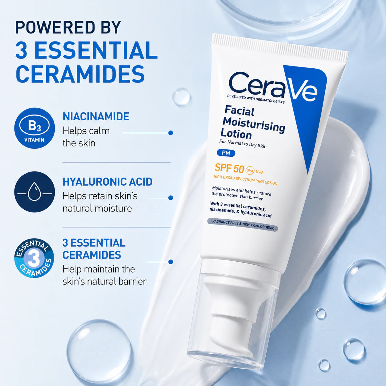 CeraVe PM Facial Moisturizing Lotion with SPF50
