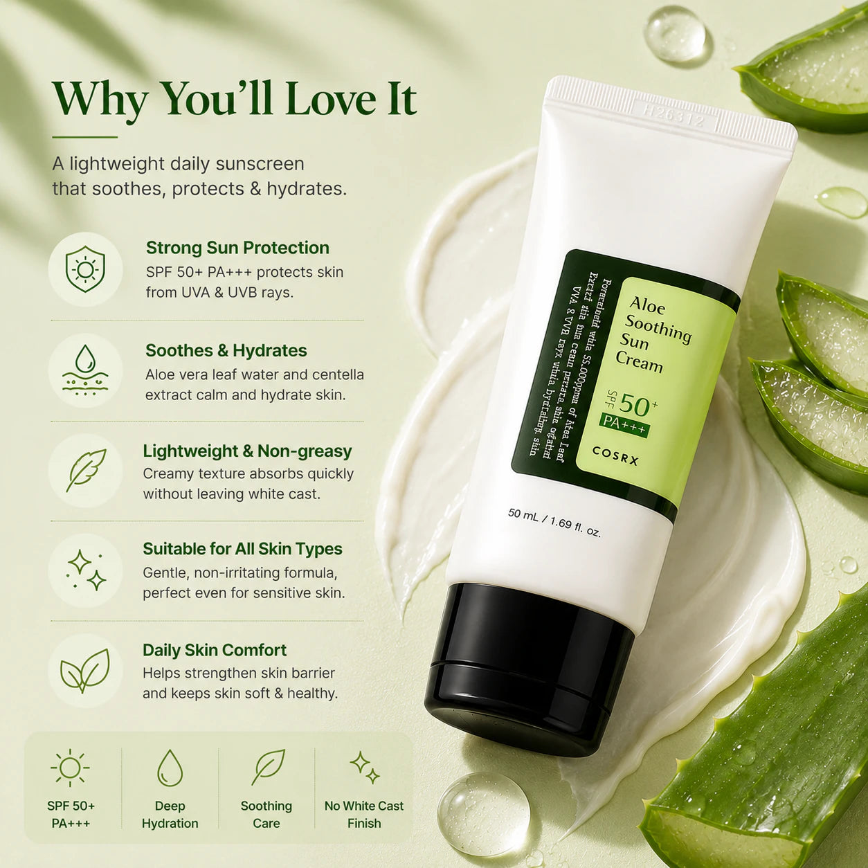 Cosrx Aloe Soothing Sun Cream SPF 50+ Pa+++