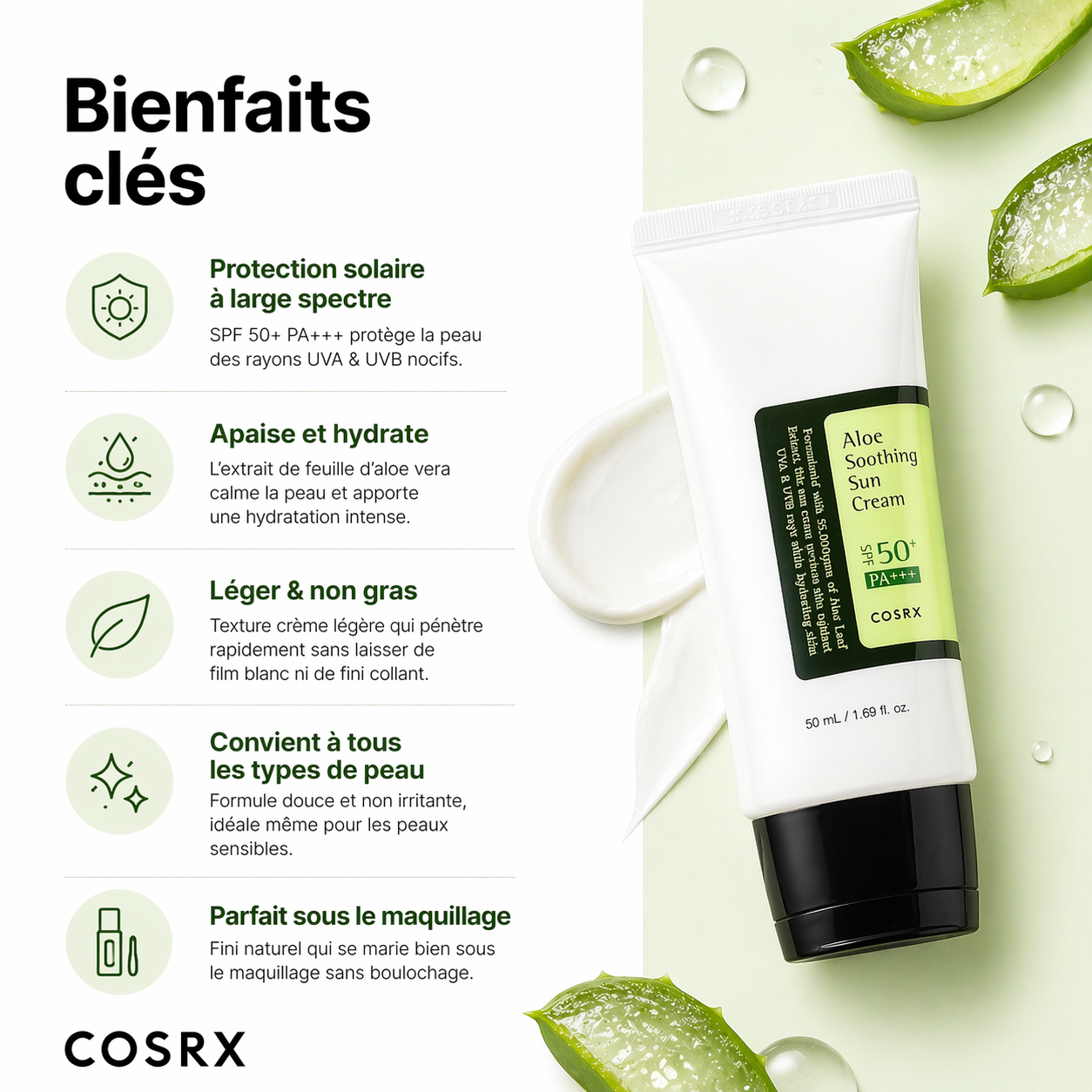 Cosrx Aloe Soothing Sun Cream SPF 50+ Pa+++