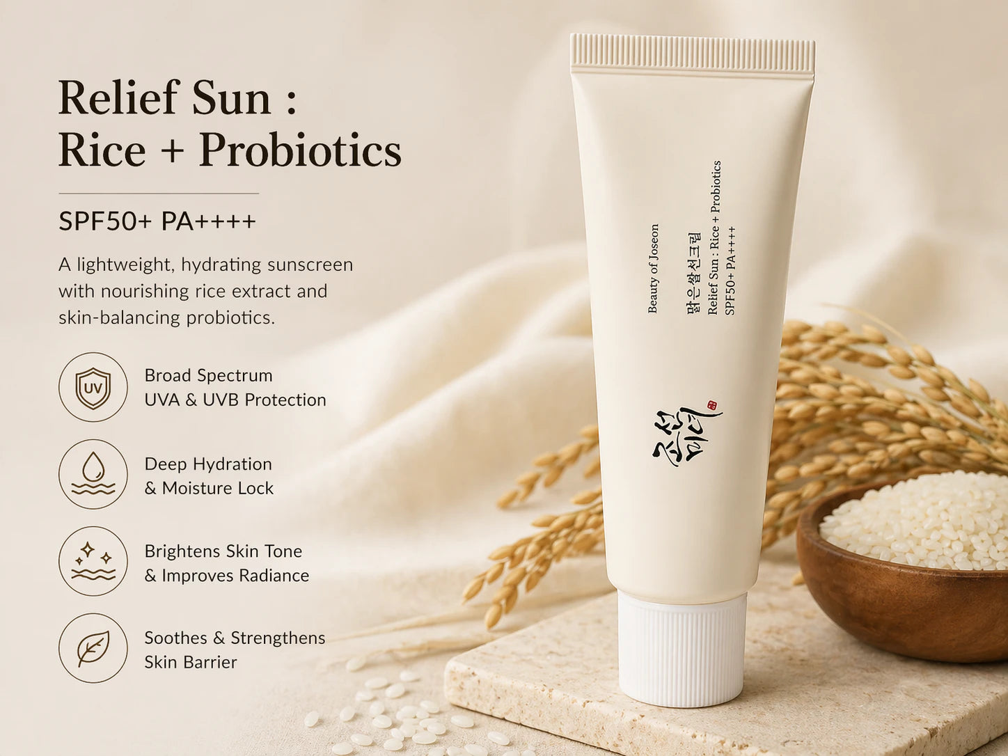 Beauty of Joseon Relief Sun : Rice + Probiotics SPF50+ PA++++