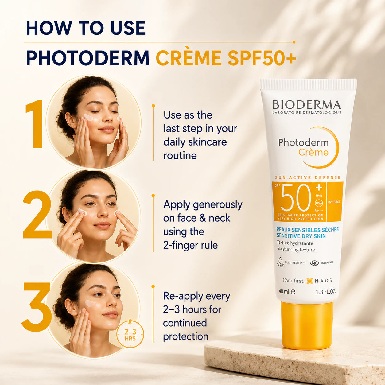 Bioderma Photoderm Cream SPF 50+ PA++++ Invisible Finish Sunscreen