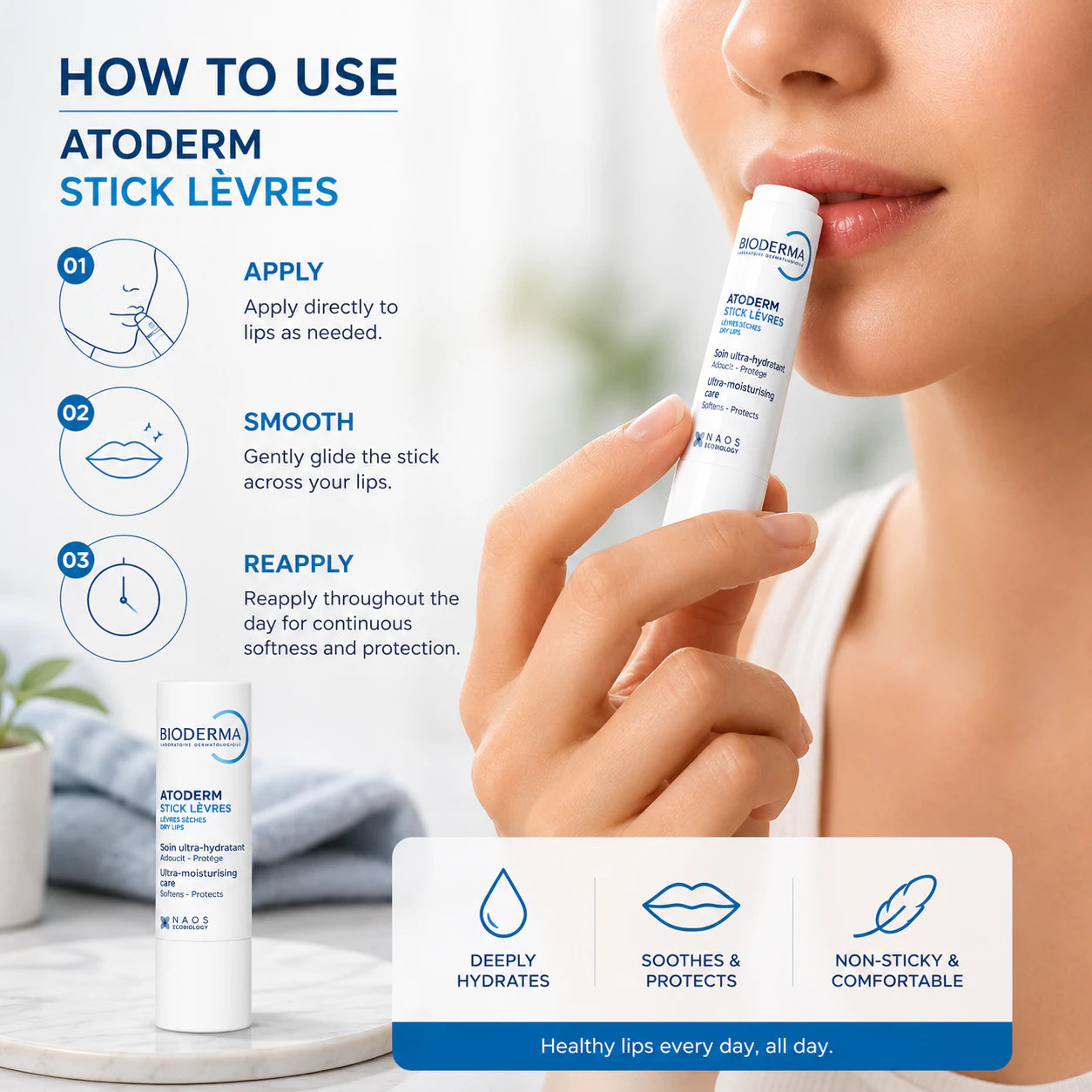 Bioderma Atoderm Lip Balm – Ultra Moisturising & Hydrating Lip Balm