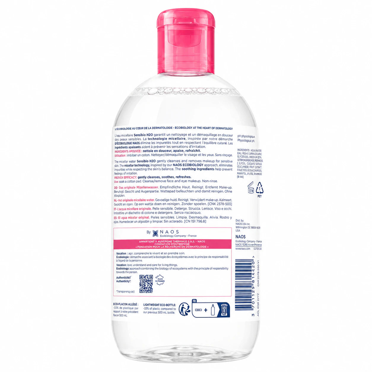 Bioderma Sensibio H2O — Gentle Micellar Cleansing Water
