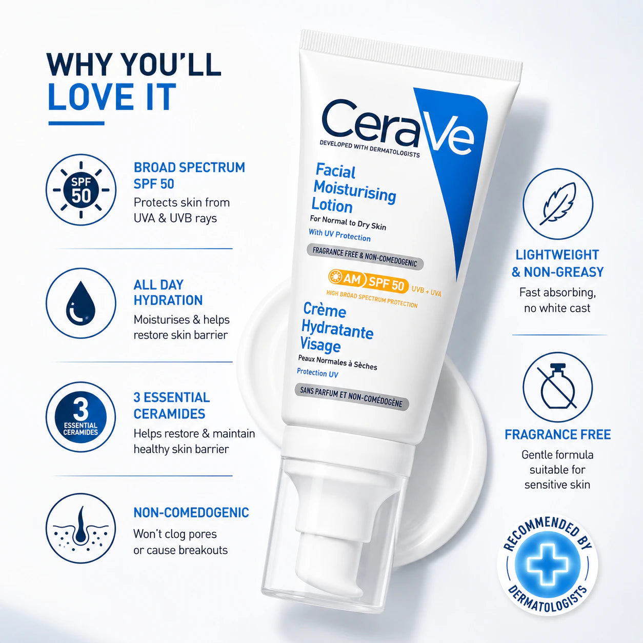 CeraVe AM Facial Moisturizing Lotion with SPF 50