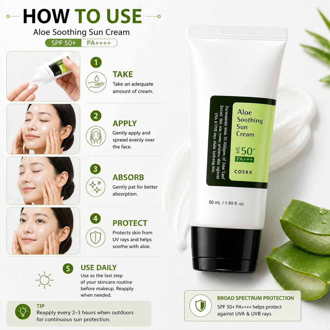 Cosrx Aloe Soothing Sun Cream SPF 50+ Pa+++