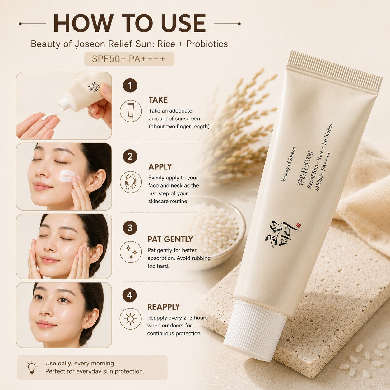 Beauty of Joseon Relief Sun : Rice + Probiotics SPF50+ PA++++